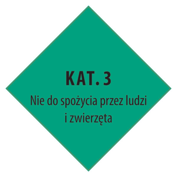 Знак «КАТ.3 Nie do spożycia przez ludzi i zwierzęta» для перевезення субпродуктів тваринного походження (польською мовою)