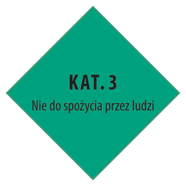 Знак «КАТ.3 Nie do spożycia przez ludzi» для перевезення субпродуктів тваринного походження (польською мовою)