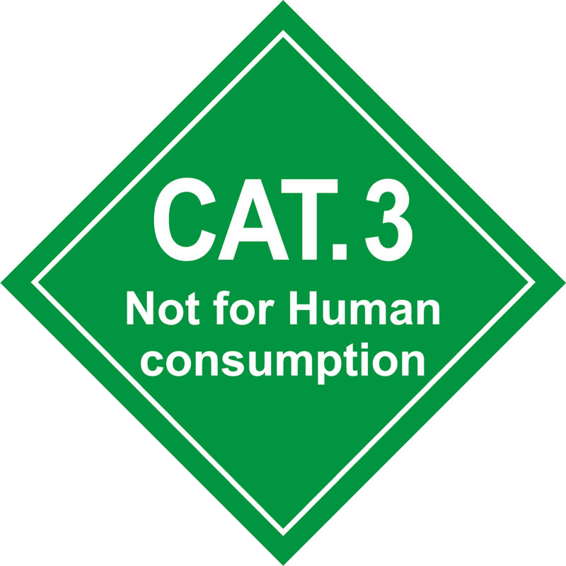 Наклейка CAT 3 Not For Human Consumption на англійськів мові (КАТ 3 «Не для споживання людиною»)